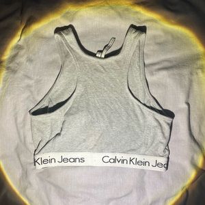 Calvin Klein High Neck Crop Racerback Tank Top
